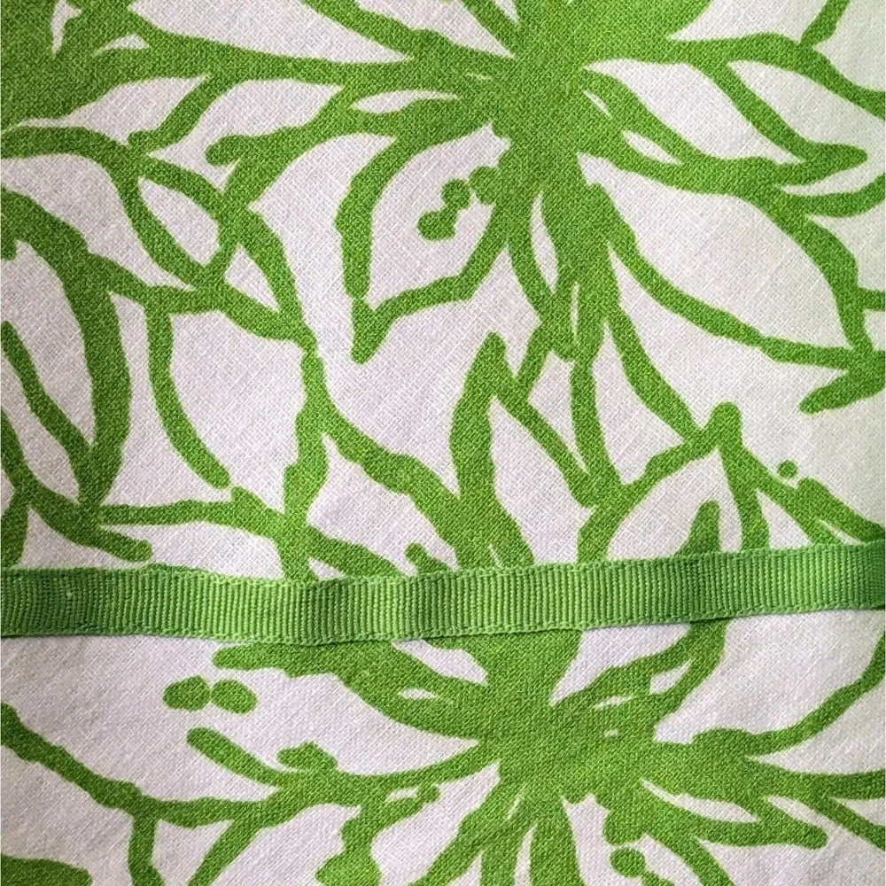 14/16 Linen Blend Midi Skirt Lime‎ Green Floral A-Line Summer Peasant Women